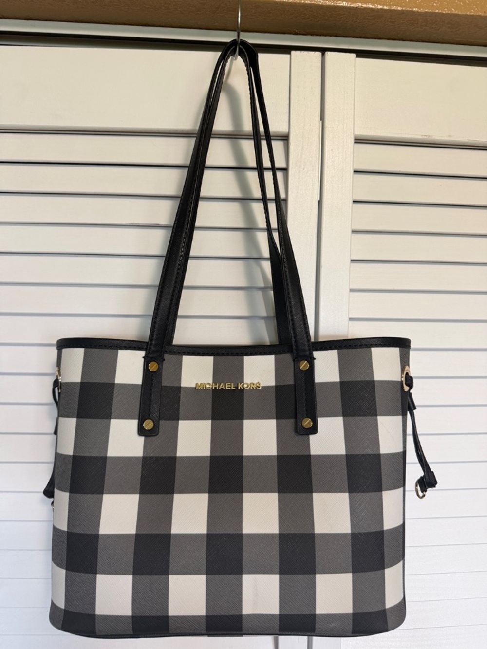 Michael Kors Black & White Checkered Tote